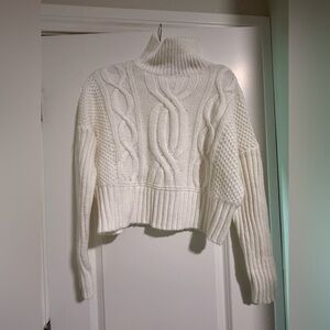 Express Cream Cable Knit Turtleneck Sweater
